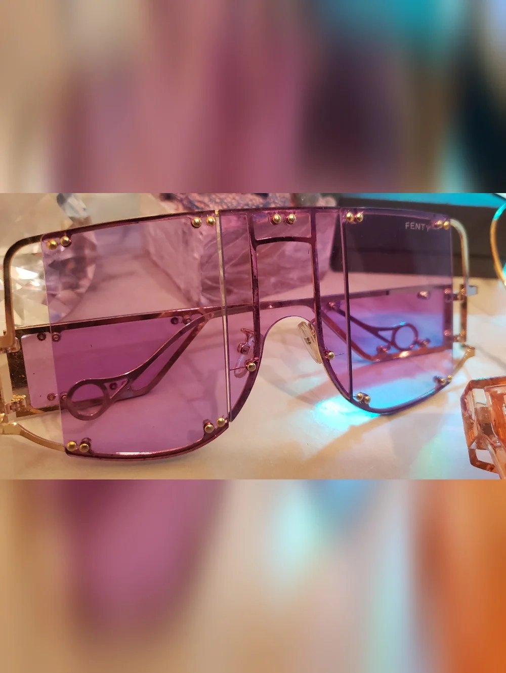 Bundle Of 4- Stylish Oversized Sunglasses - Purple, Orange, Clear, Yellow Lenses - Picture 4 of 6